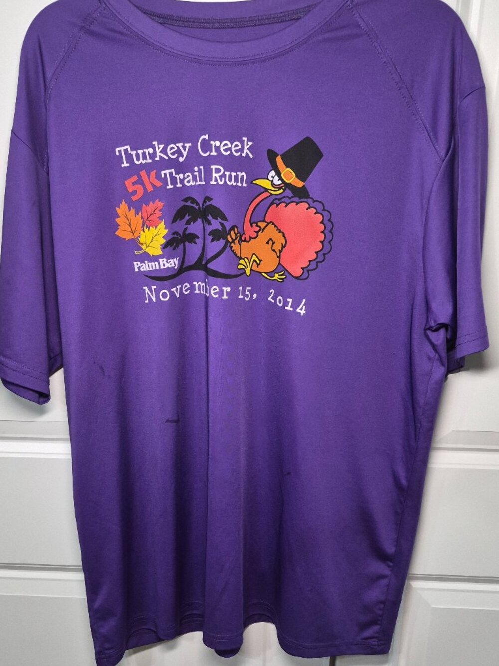 2014 Turkey Creek 5K Trail Run Palm Bay Fl. Runners T Shirt Purple Sz XL Unisex